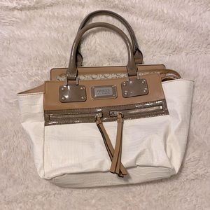 Guess White Purse White Tan